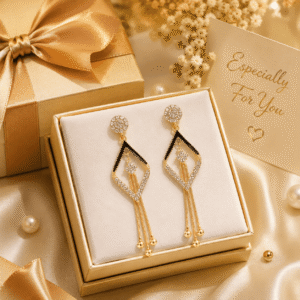 celestique black gold dangle earrings