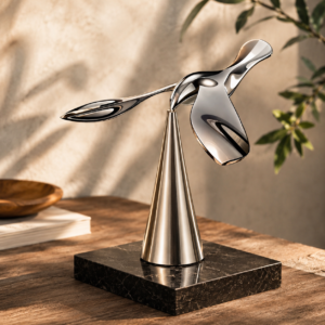 silver metalic bird