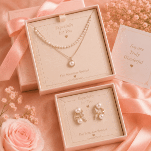 double layered shallow necklace with fancy fishtail korean earring