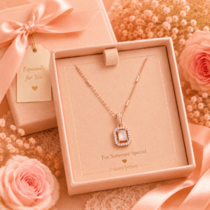 diamond halo blush necklace