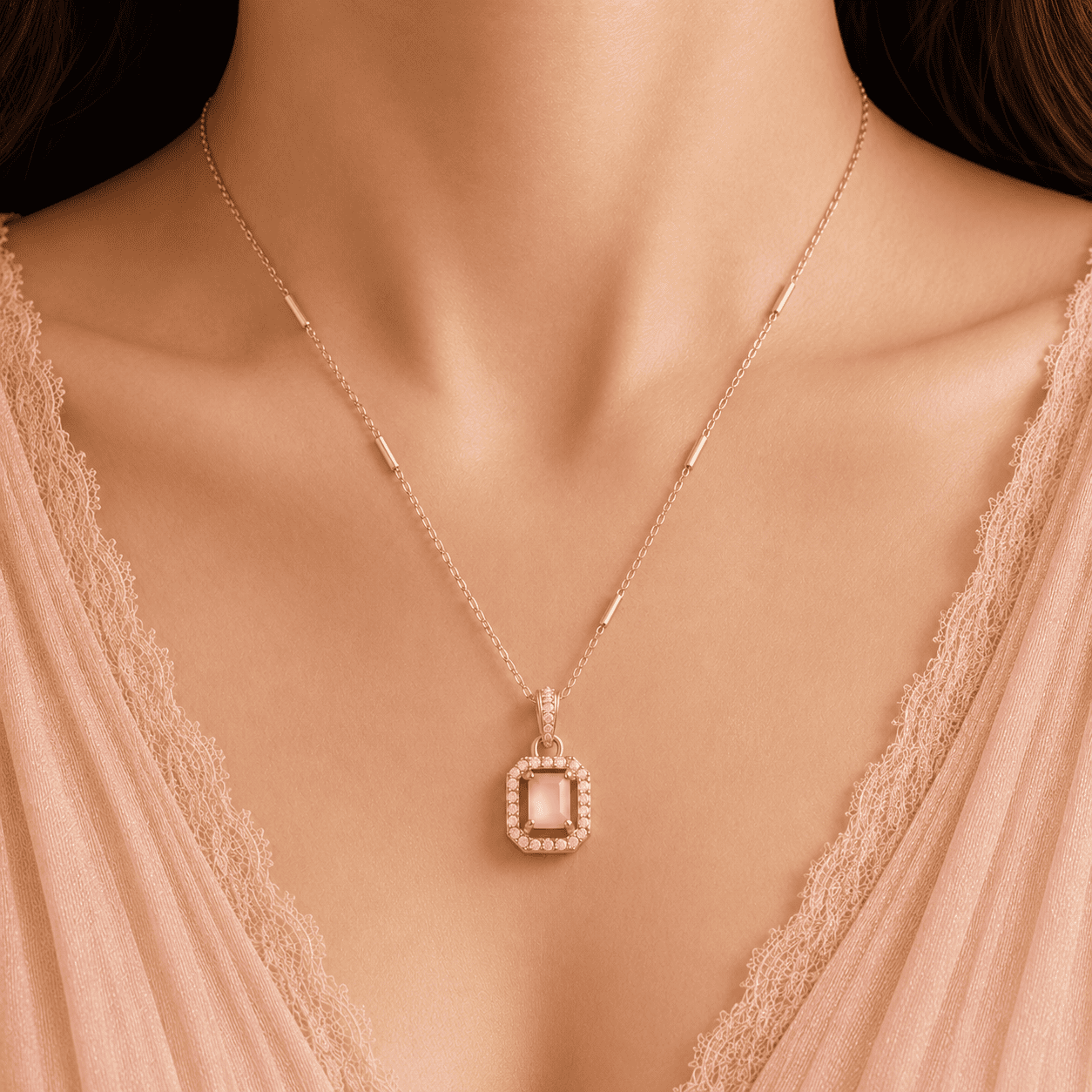 diamond halo blush necklace diamond halo blush necklace