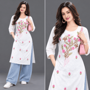 pink floral kurti fashion portrait (1)